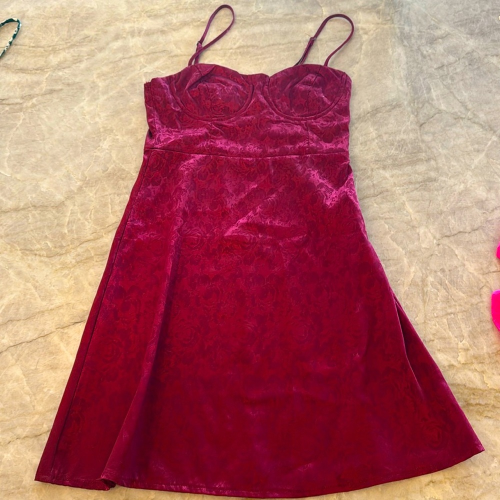 Red satin mini dress size 0